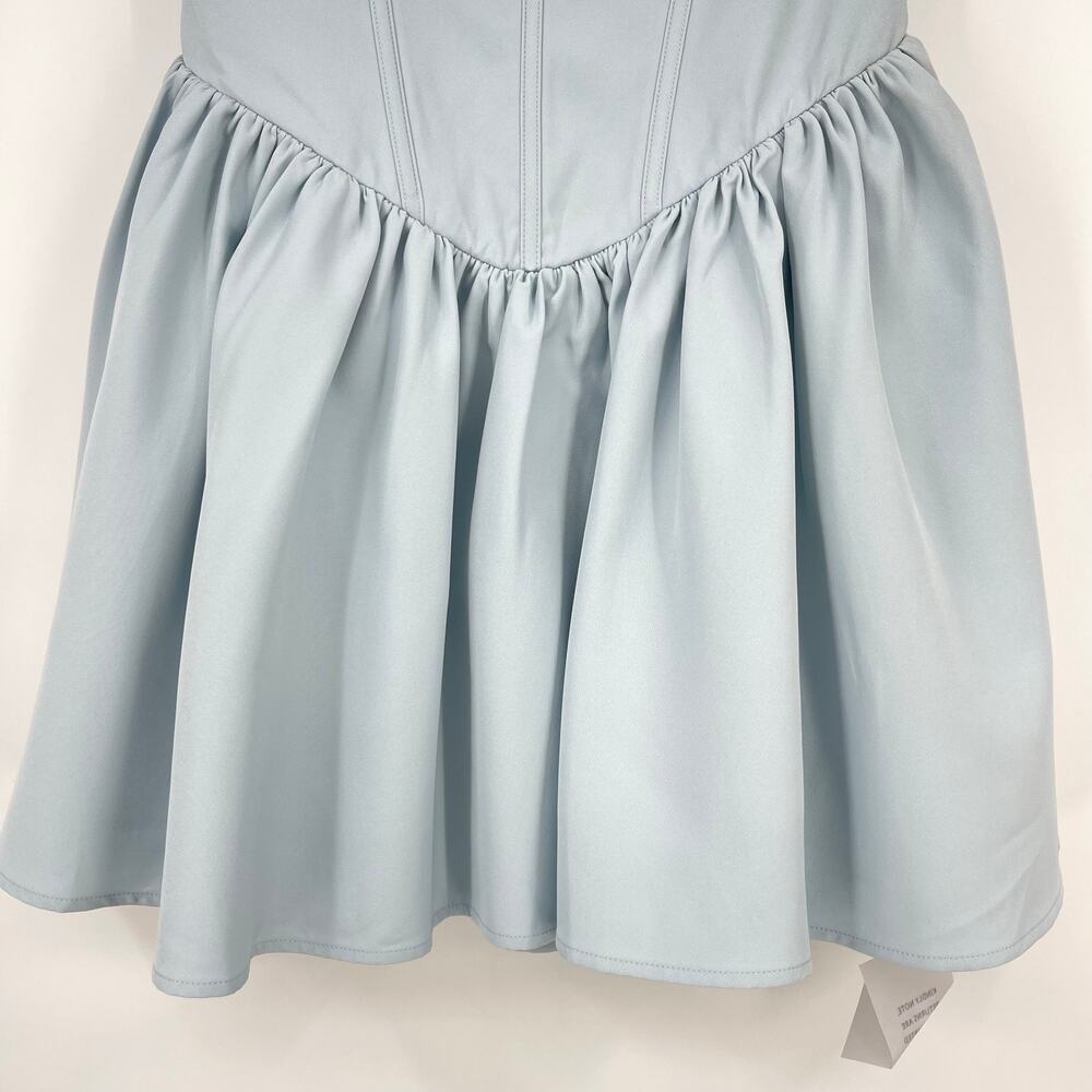 Strapless Light Blue Mini Dress with Corset Bodice - Picture 7 of 16